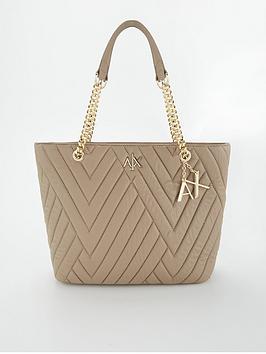 armani exchange quilted tote bag - beige