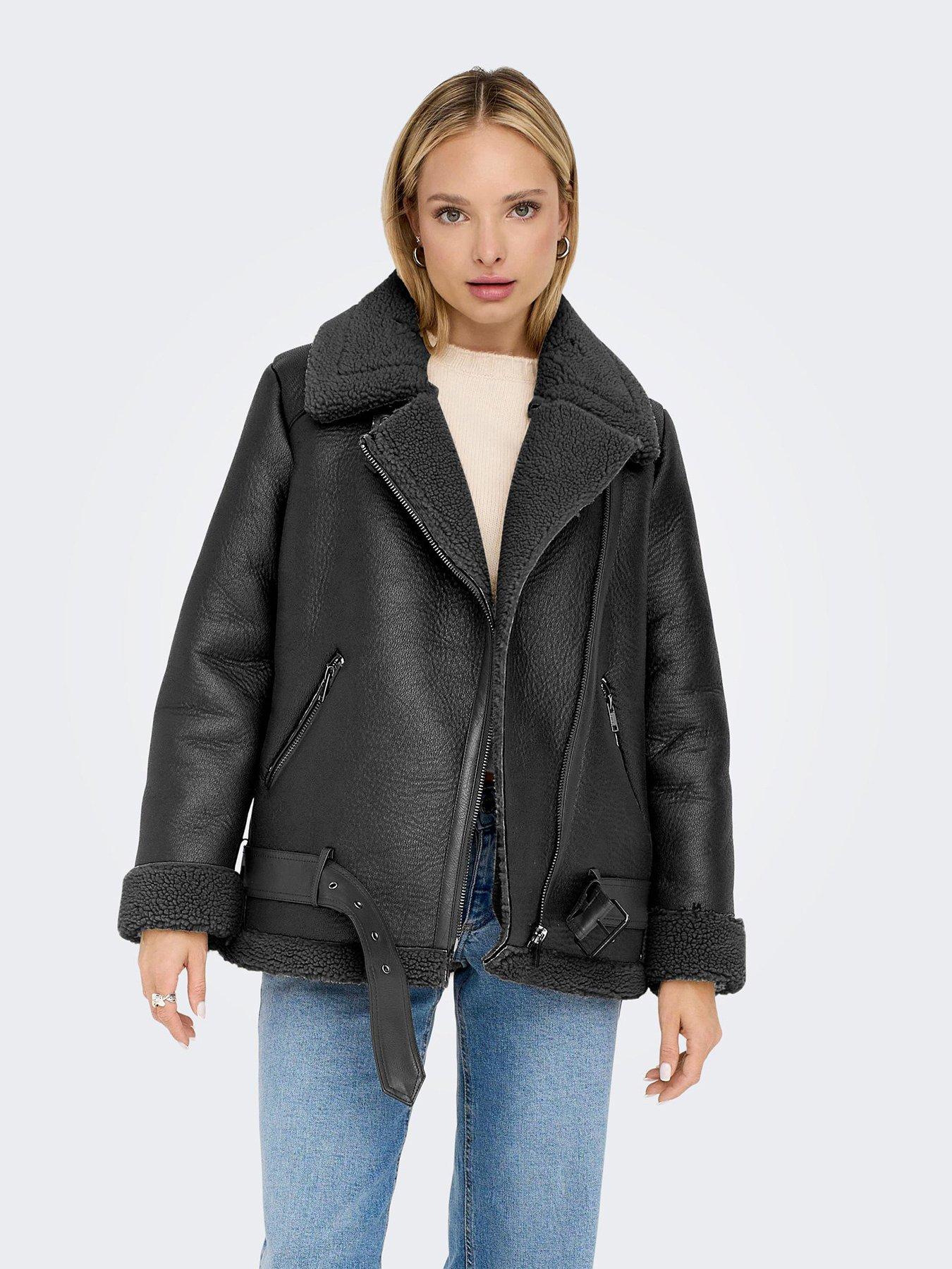 Only faux 2025 leather shearling jacket