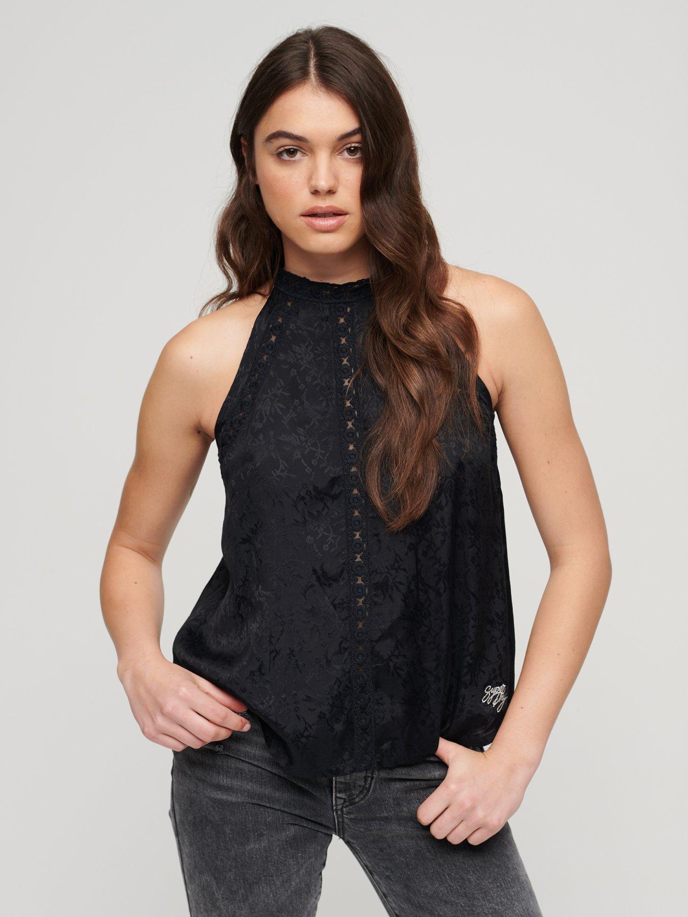 Black Jersey High Neck Sleeveless Bodysuit