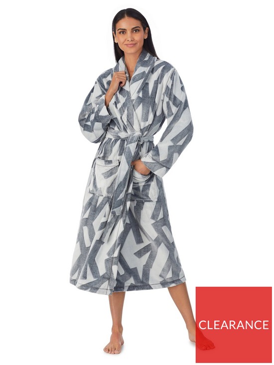 front image of dkny-folded-long-robe-grey-multi