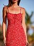  image of sosandar-ruched-bust-strappy-midi-dress-red