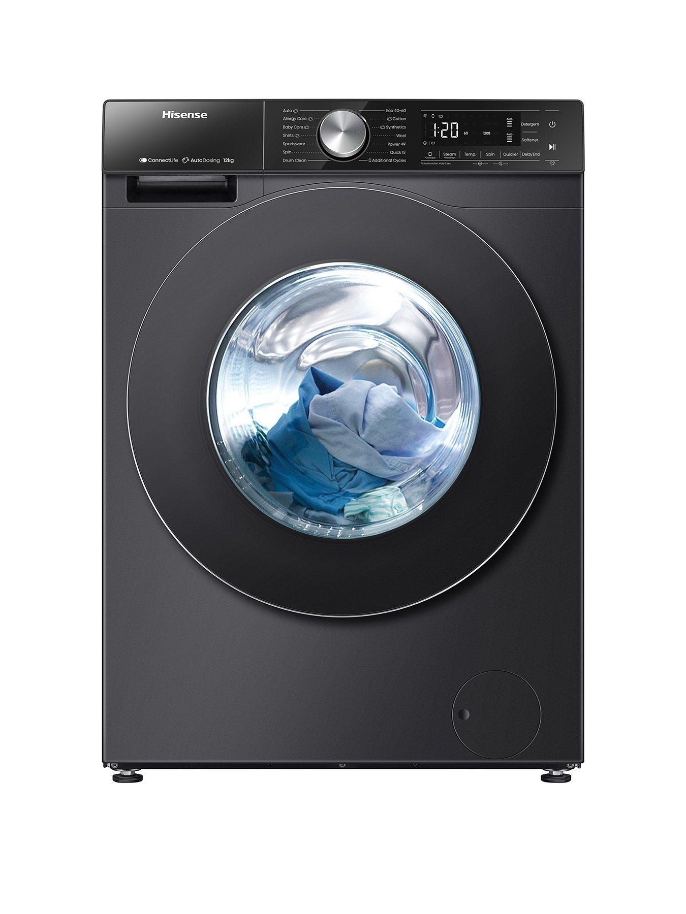 Hisense 5S Series WF5S1245BB 12KG 1400rpm Auto Dosing Freestanding Washing Machine - Premium Black