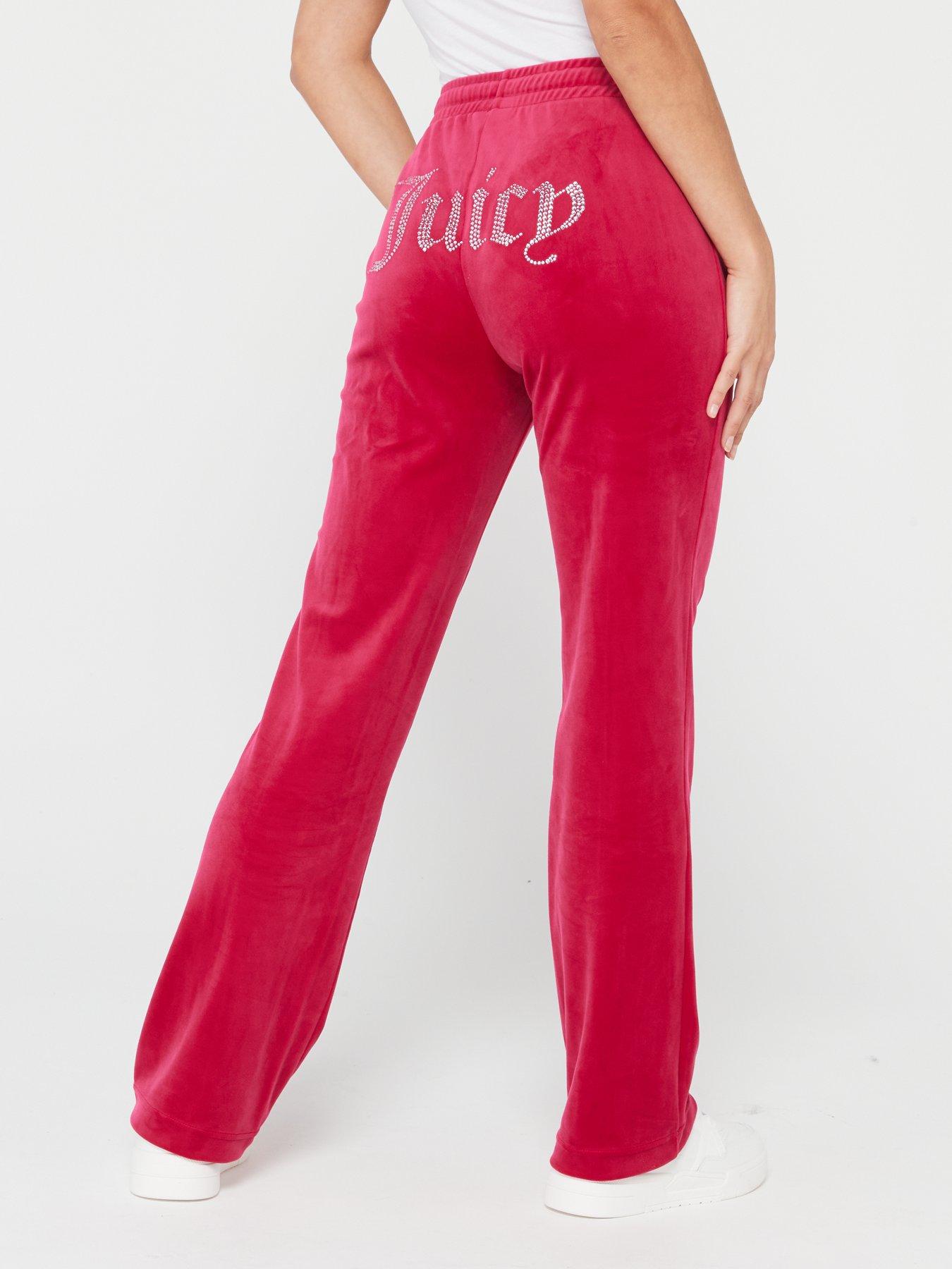 Juicy Couture Diamante Back Logo Velour Track Pant - Navy