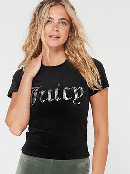 juicy couture classic diamante logo t-shirt - black