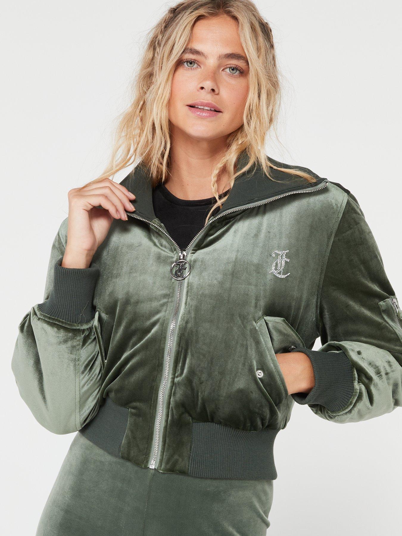 Green velvet outlet bomber jacket