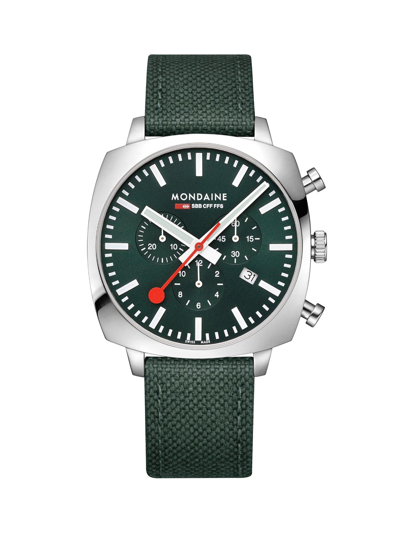 Product photograph of Mondaine Grand Cushion Mens Watch from very.co.uk