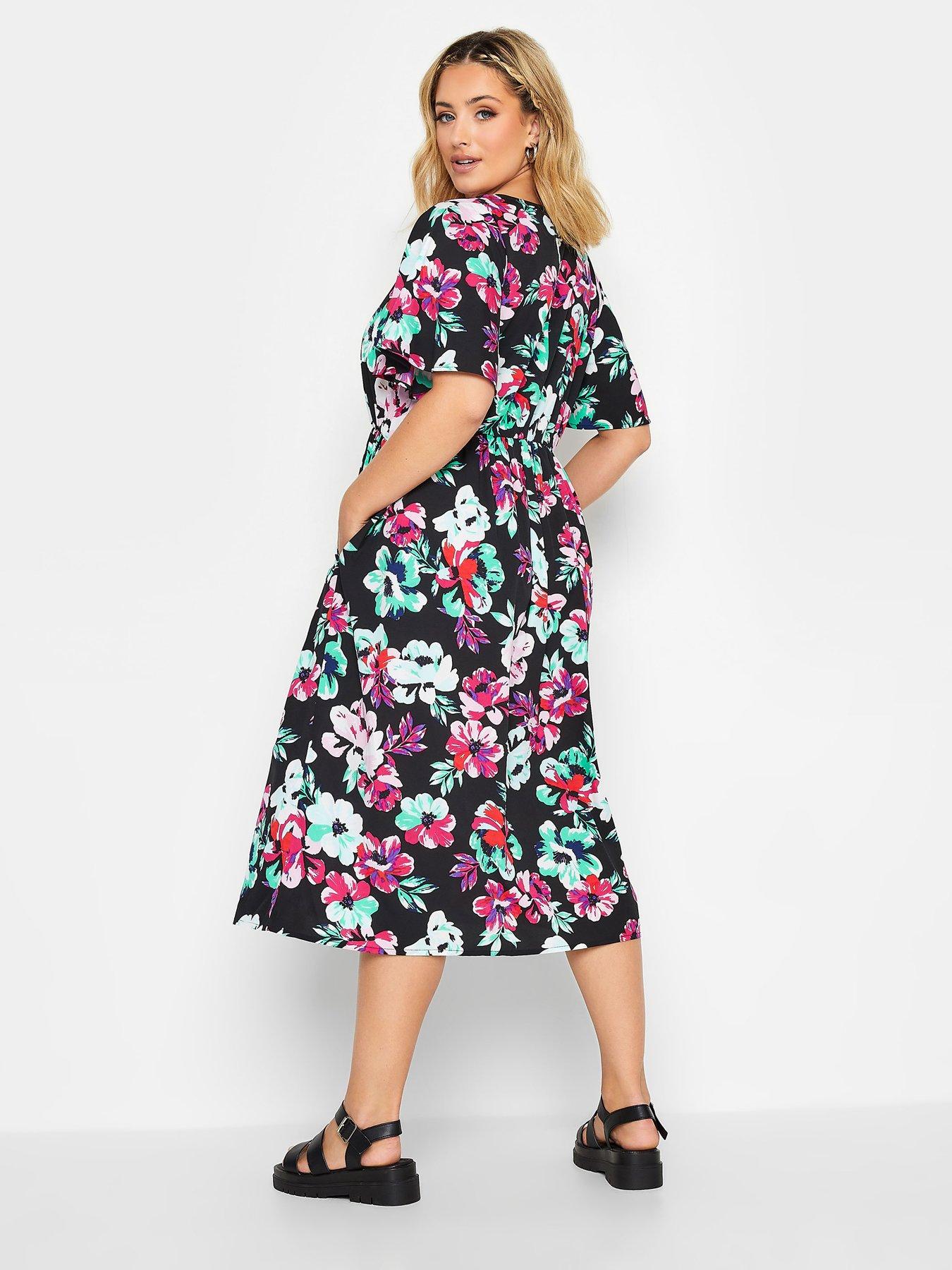 Yours Tea Slit Dress Drawn Floral | very.co.uk