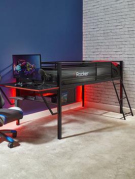 Product photograph of X Rocker Sanctum Mid Sleeper Bed With Gaming Desk from very.co.uk