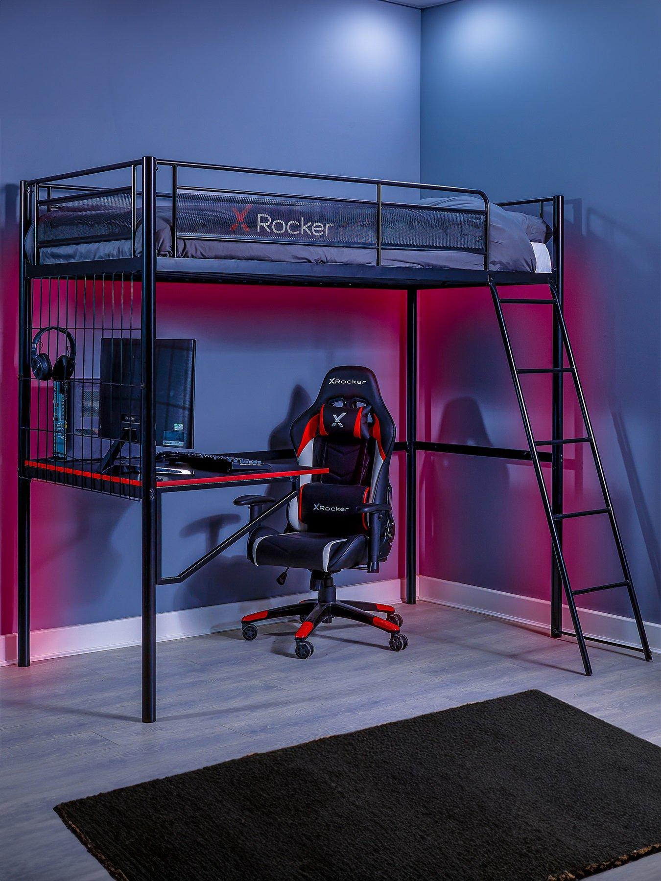 Product photograph of X Rocker Icarus Xl High Sleeper Bed With Gaming Desk from very.co.uk