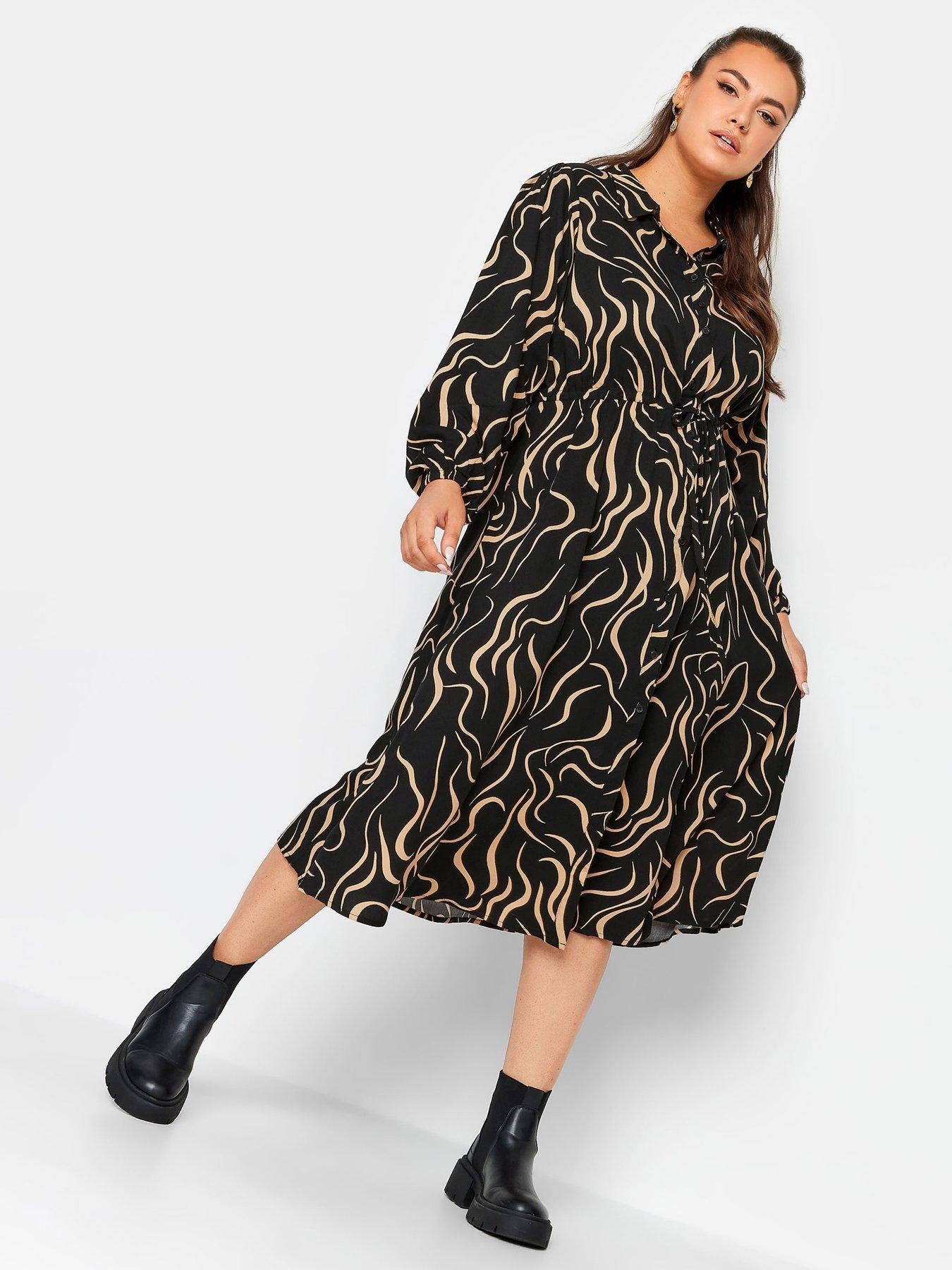 Long Sleeve Shirt Dress Neutral Swirl