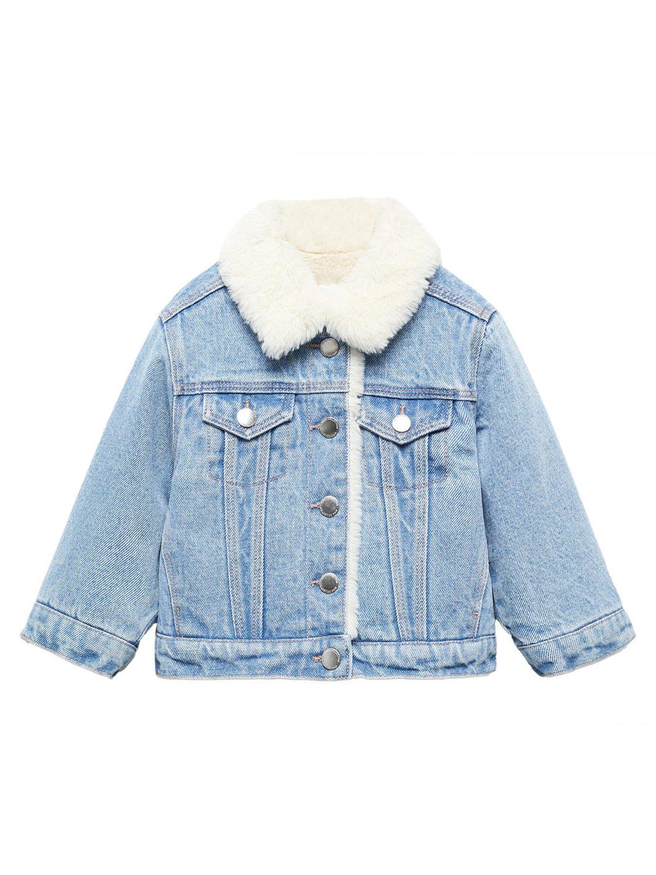 Faux fur outlet trim denim jacket