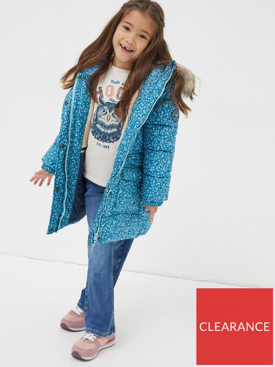 stillFront image of fatface-girls-lily-longline-padded-coat-teal-green