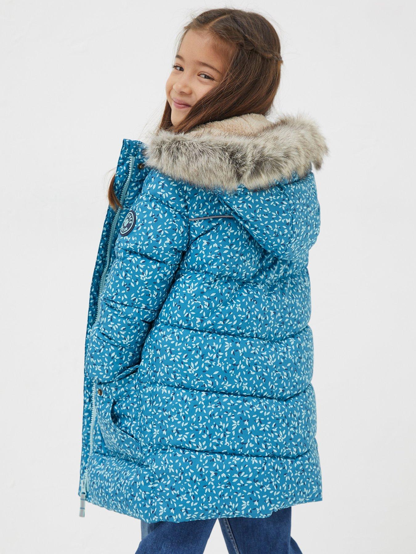 FatFace Girls Lily Longline Padded Coat - Teal Green