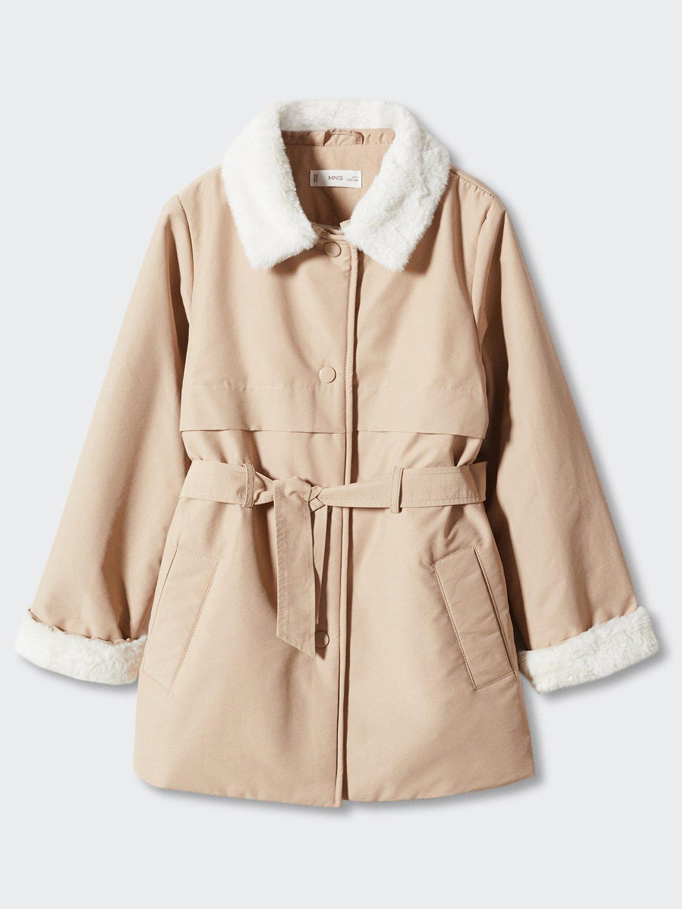 Mango faux fur outlet coat beige