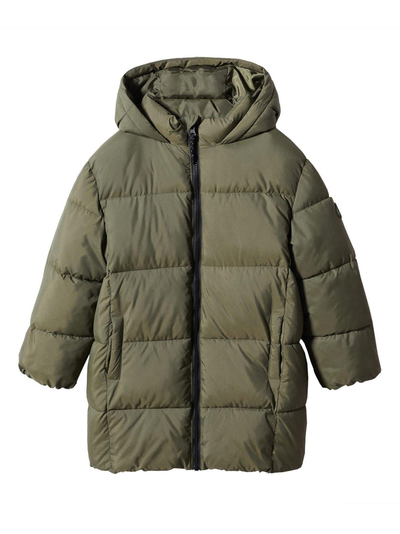 Mango Boys Longline Padded Coat - Khaki