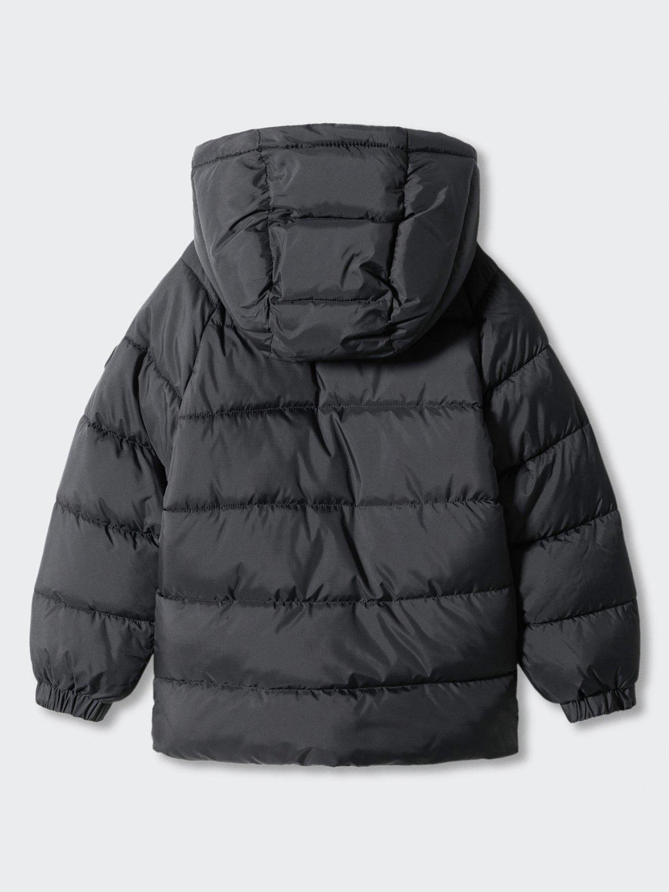 Jack & Jones Originals padded jacket with hood & pocket detail in dark gray  melange