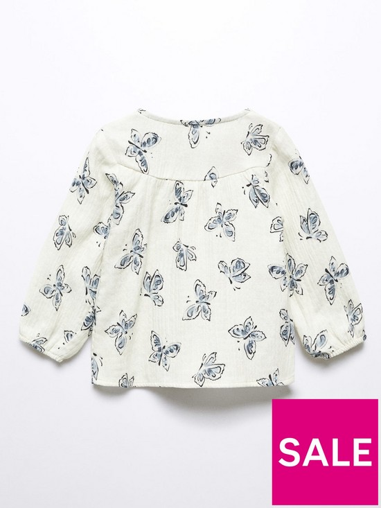 back image of mango-younger-girls-butterfly-long-sleeve-blouse-light-cream