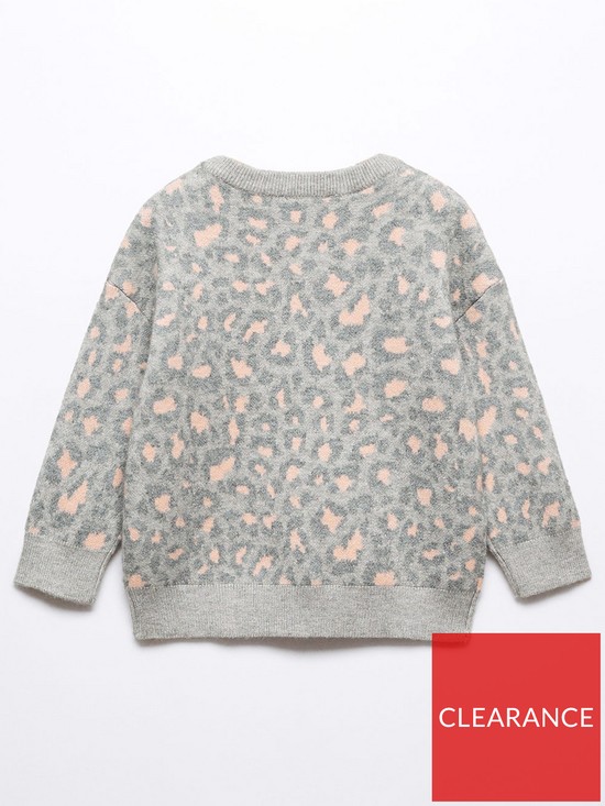 back image of mango-younger-girls-leopard-print-knitted-jumper-grey