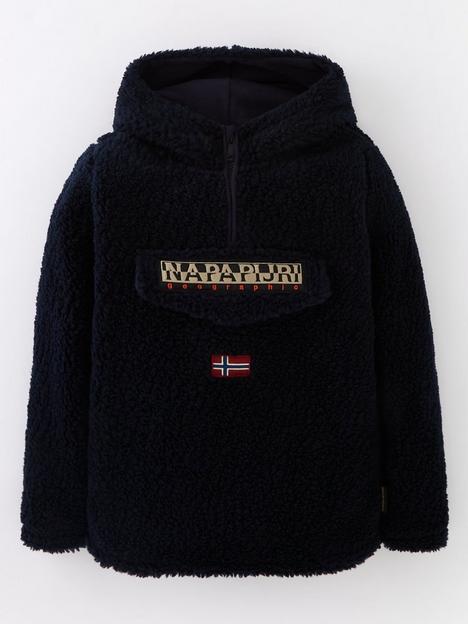 napapijri-burgee-half-zip-sherpa-hooded-jacket-blue