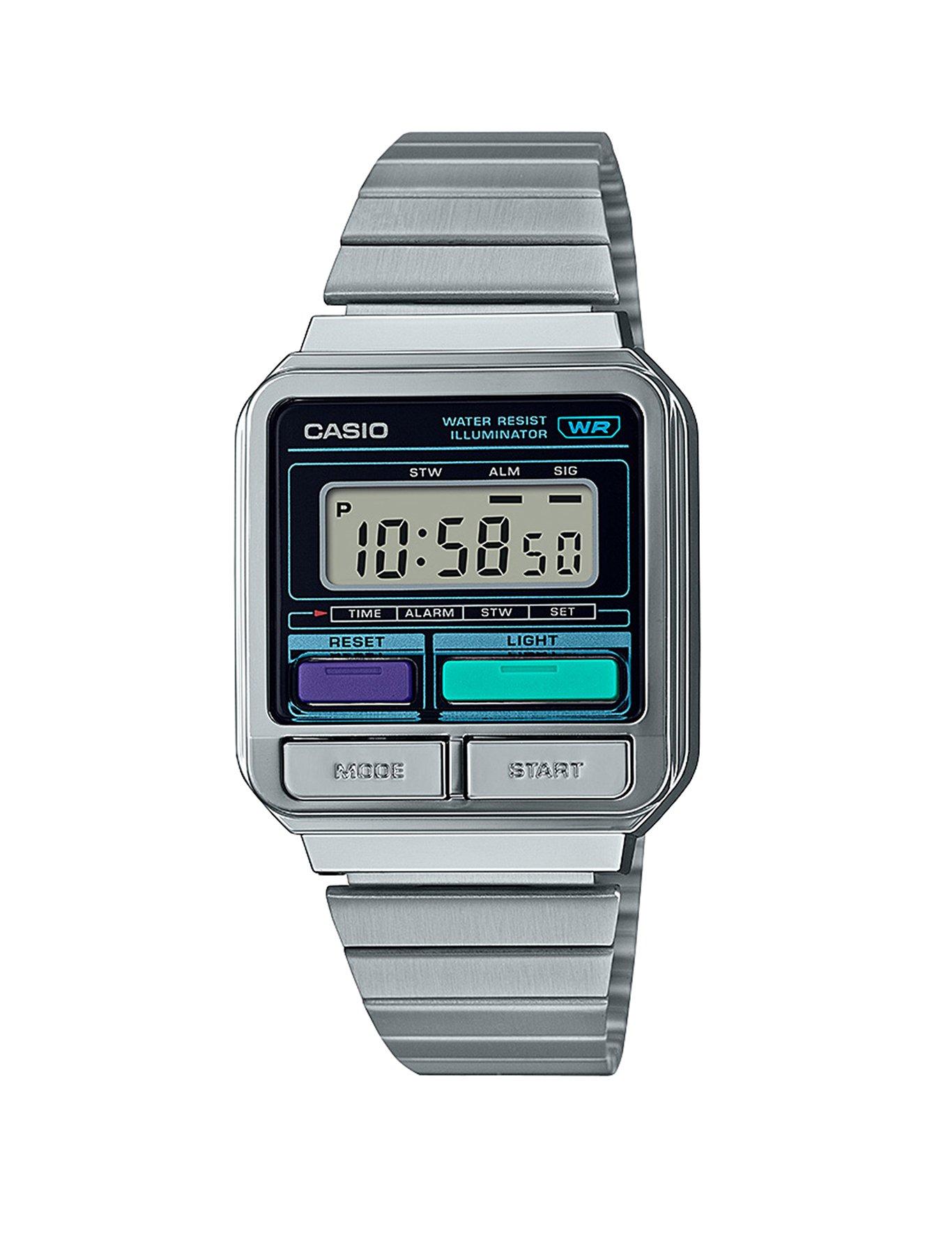 Product photograph of Casio A120we-1aef Silver Unisex Watch from very.co.uk