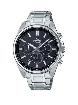 casio chronograph stainless steel watch - black