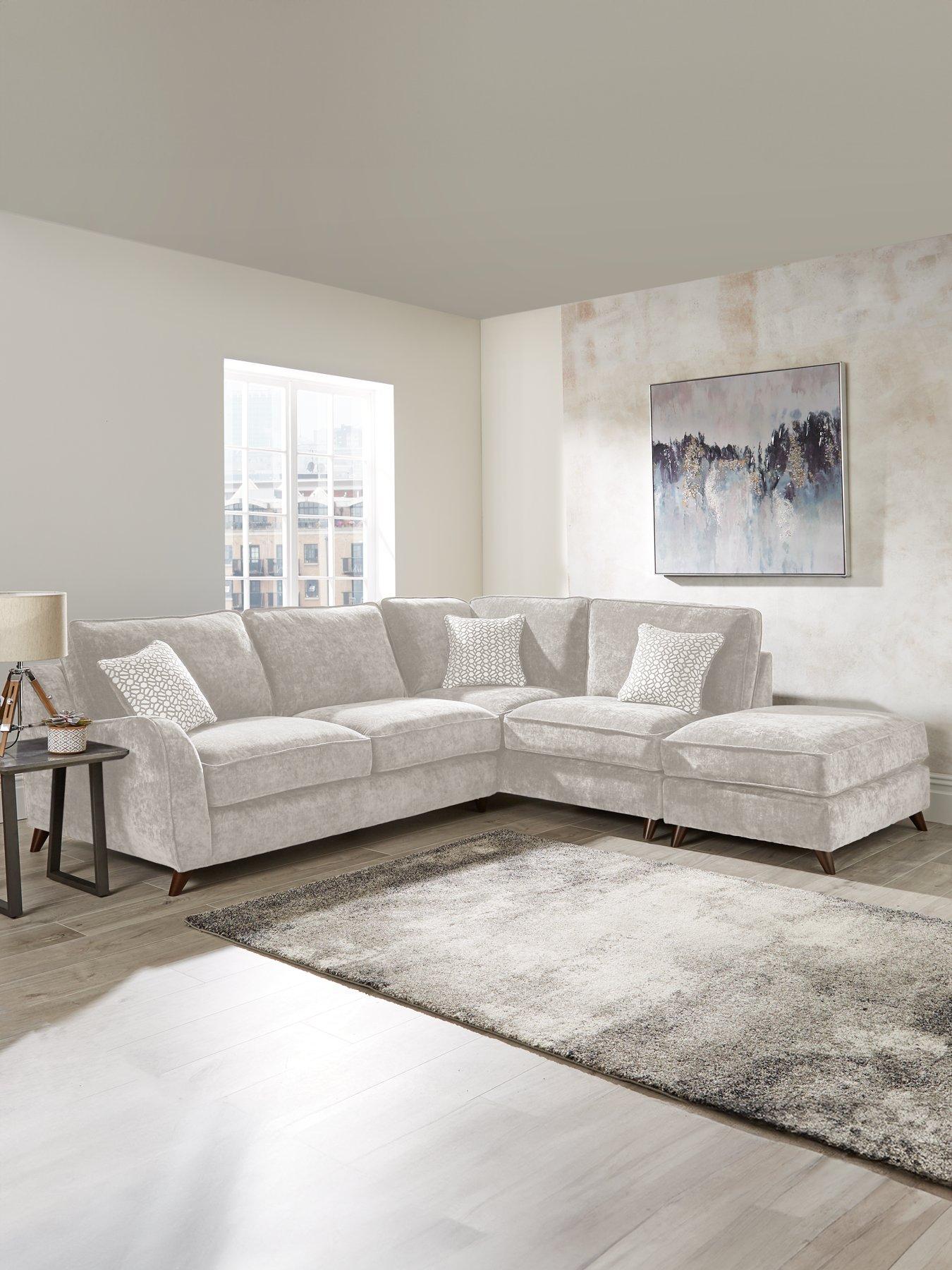 undefined Verity Right Hand Fabric Corner Chaise Sofa + Footstool