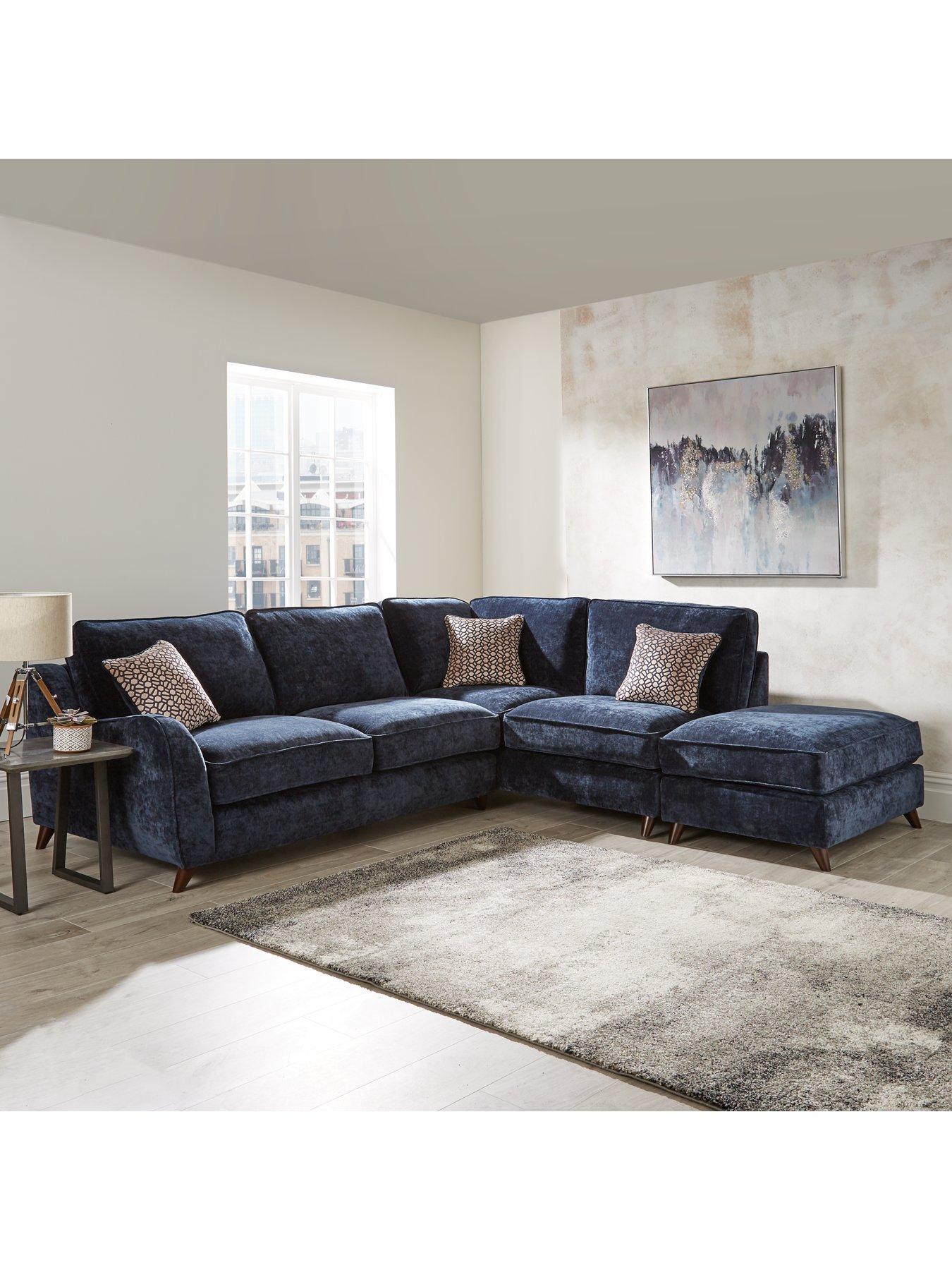 undefined Verity Right Hand Fabric Corner Chaise Sofa + Footstool