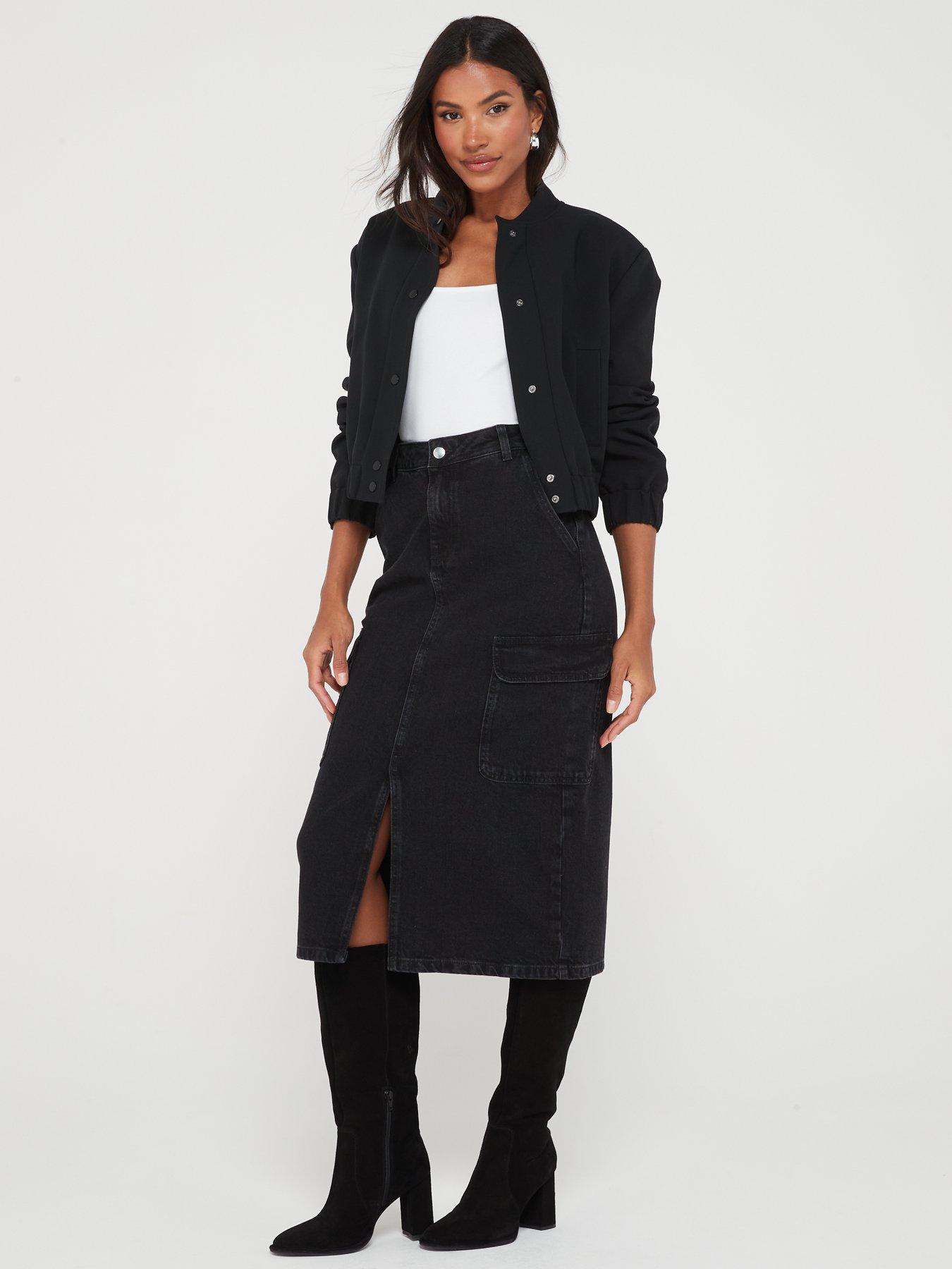 Black denim utility skirt best sale