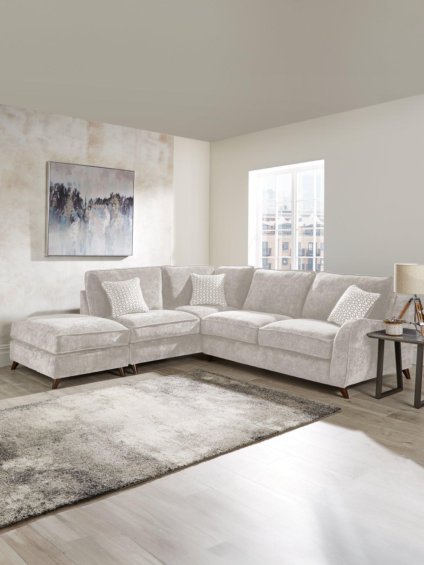 undefined Verity Left Hand Fabric Corner Chaise Sofa + Footstool