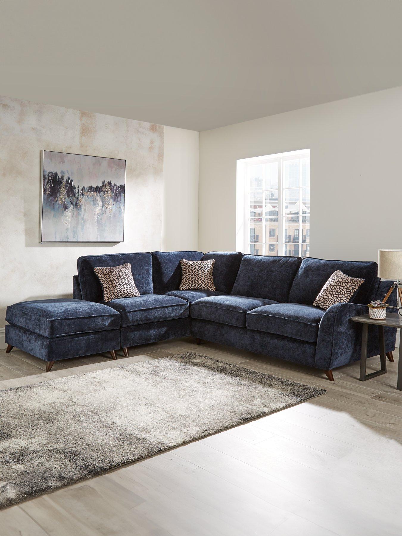 undefined Verity Left Hand Fabric Corner Chaise Sofa + Footstool