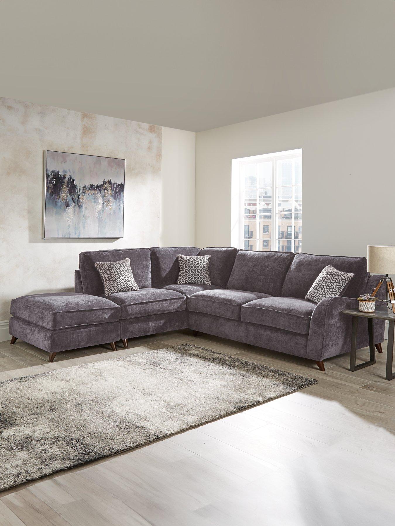 undefined Verity Left Hand Fabric Corner Chaise Sofa + Footstool
