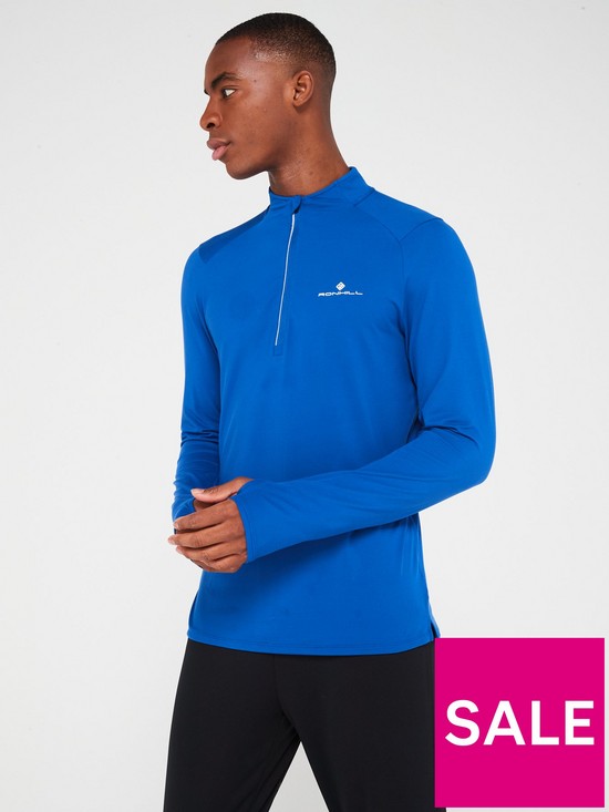 front image of ronhill-mens-ronhill-core-running-thermal-12-zip-top-blue