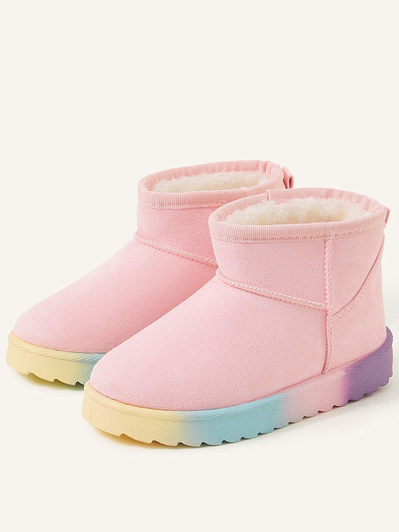 Accessorize Girls Faux Suede Slipper Boots Pink very