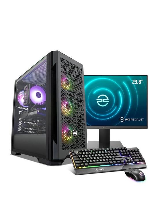 front image of pcspecialist-cypher-g50r-gaming-desktopnbspbundle-geforcenbsprtx-3050nbspintel-core-i5nbsp16gb-ram-1tb-ssd-with-24in-monitor-gaming-keyboard-and-mouse