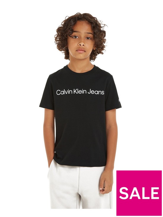 front image of calvin-klein-jeans-kids-inst-logo-short-sleeve-t-shirt-black