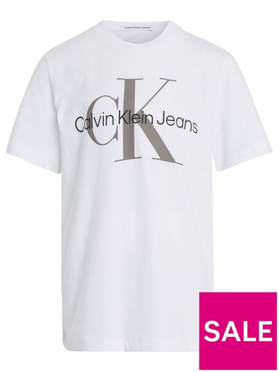 front image of calvin-klein-jeans-kids-ck-monogram-t-shirt-white