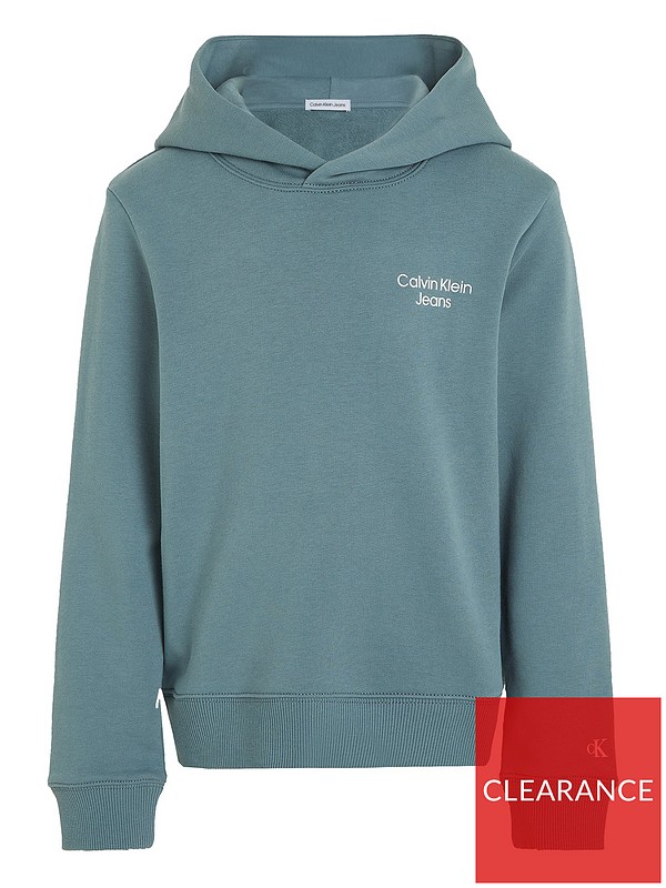 Calvin Klein Jeans Boys CKJ Stack Logo Hoodie - Goblin Blue