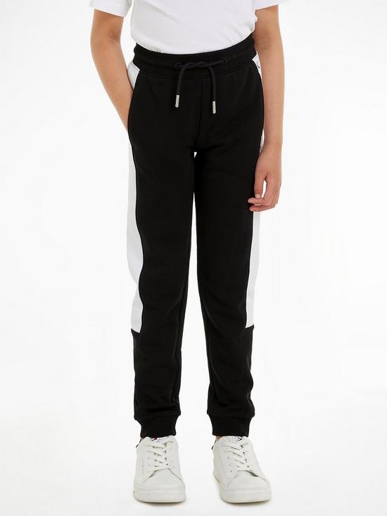 stillFront image of calvin-klein-jeans-boys-terry-color-block-reg-jogger-black
