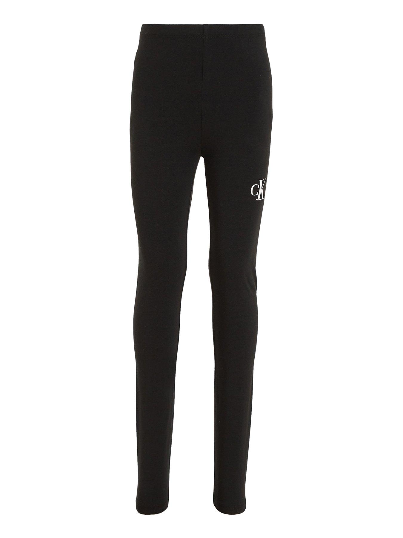 EA7 Emporio Armani Girls Shiny Logo Leggings - Black/Gold