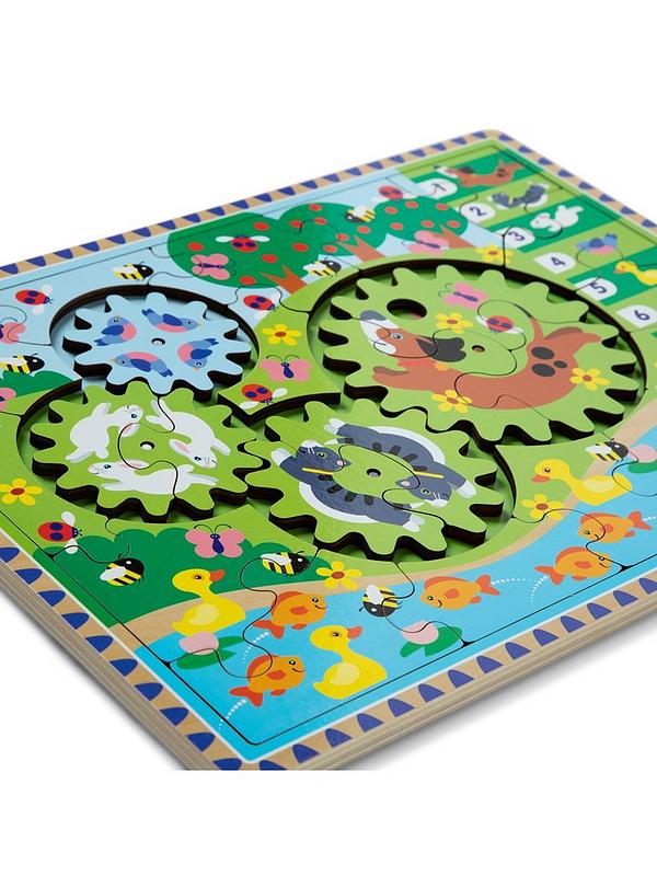 Image 3 of 7 of Melissa & Doug Wooden Animal Chase Gear Puzzle