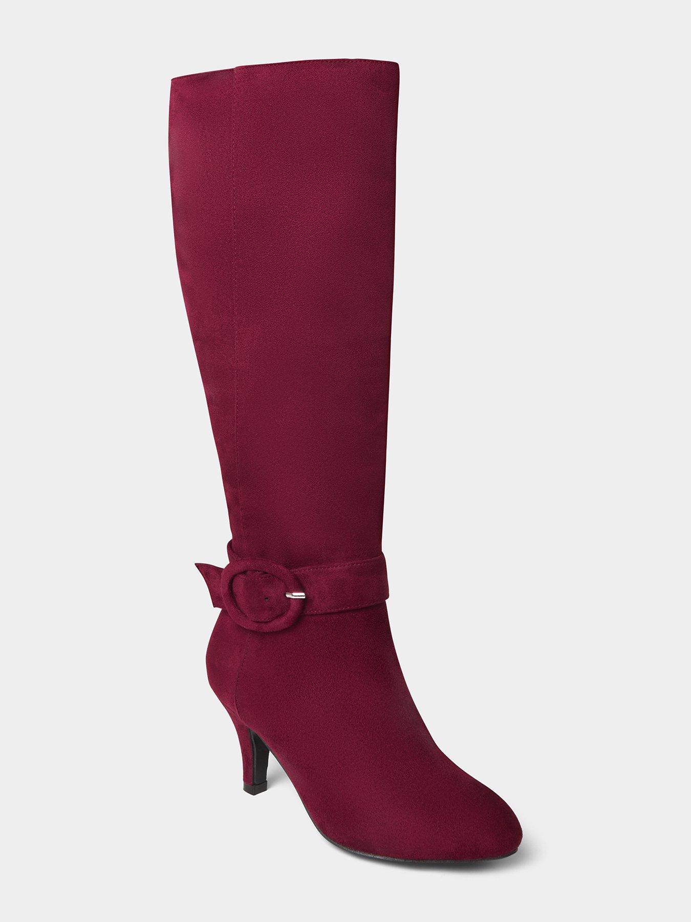 Red suede knee sale high boots uk