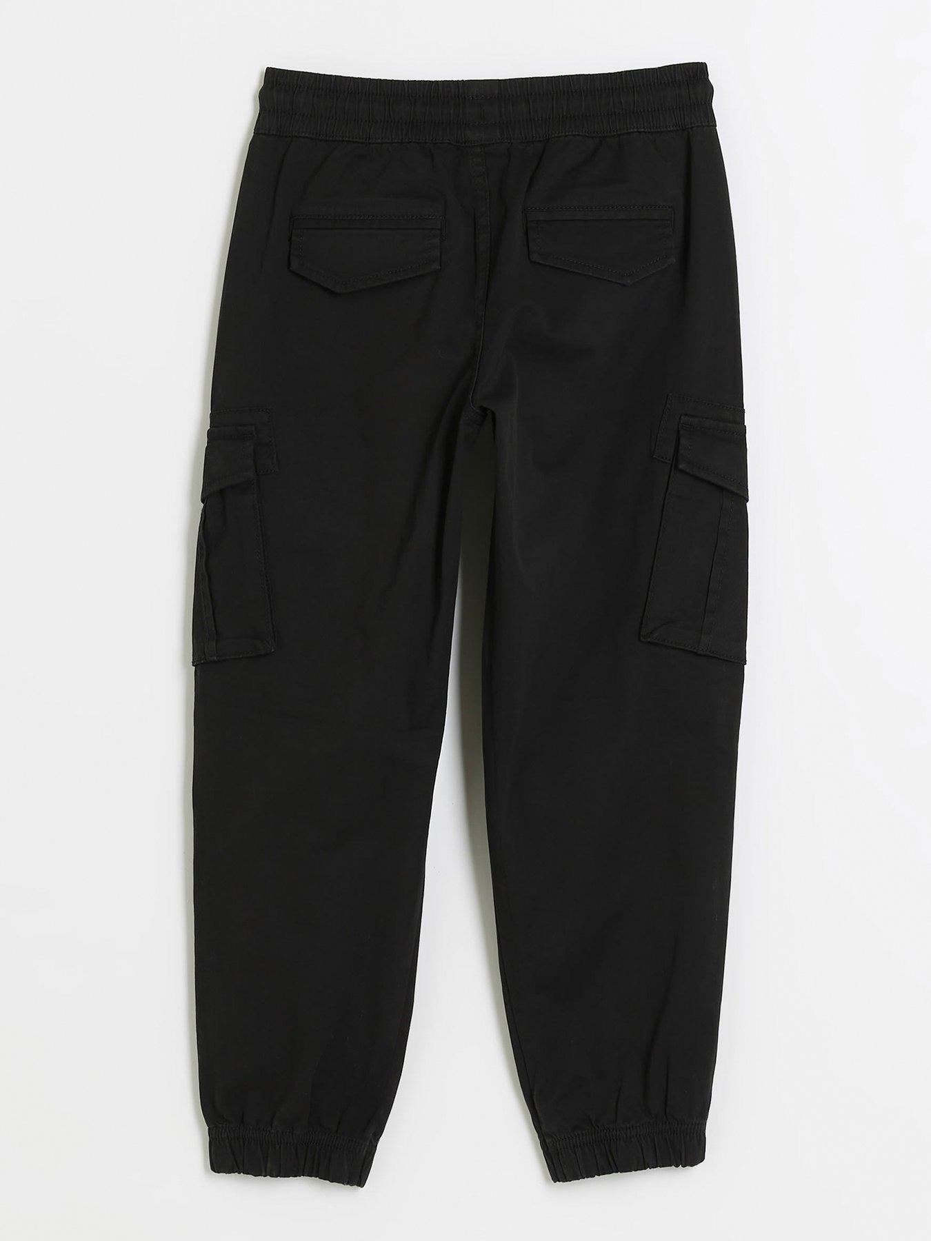 River Island Boys Cuffed Cargo Trousers - Black | very.co.uk