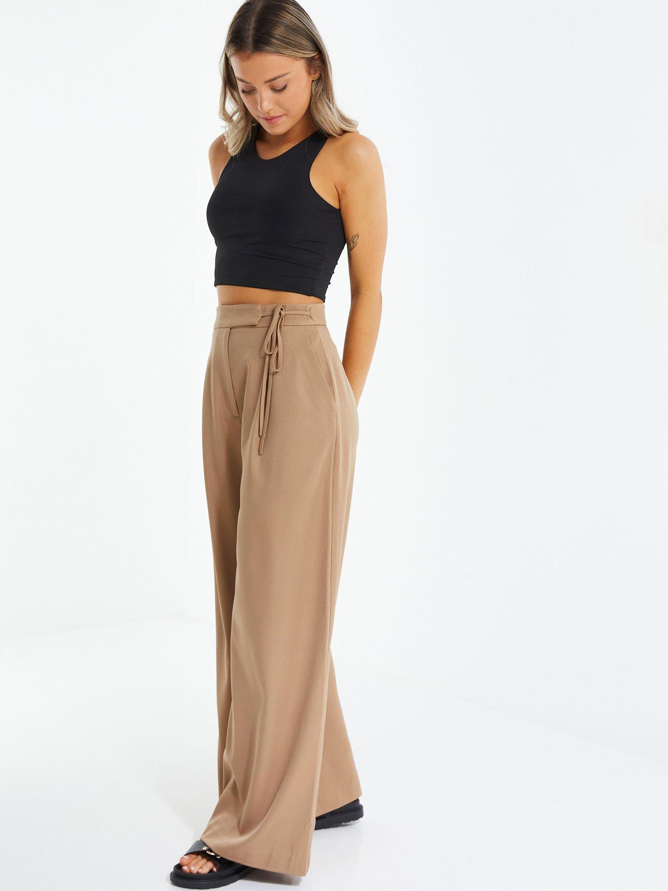 Petite High Waisted Wide Leg Trouser