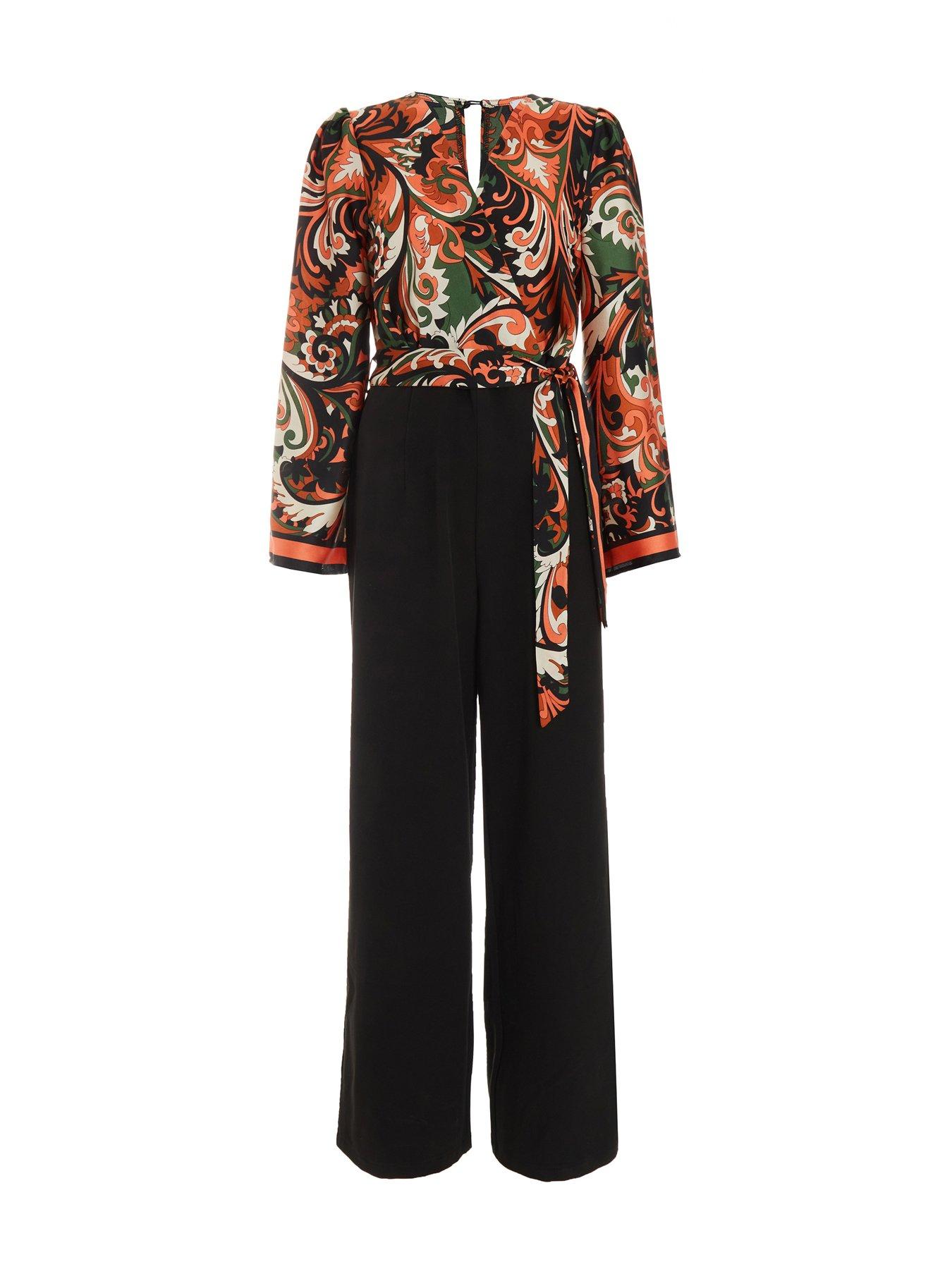 Quiz Rust Floral Palazzo Jumpsuit