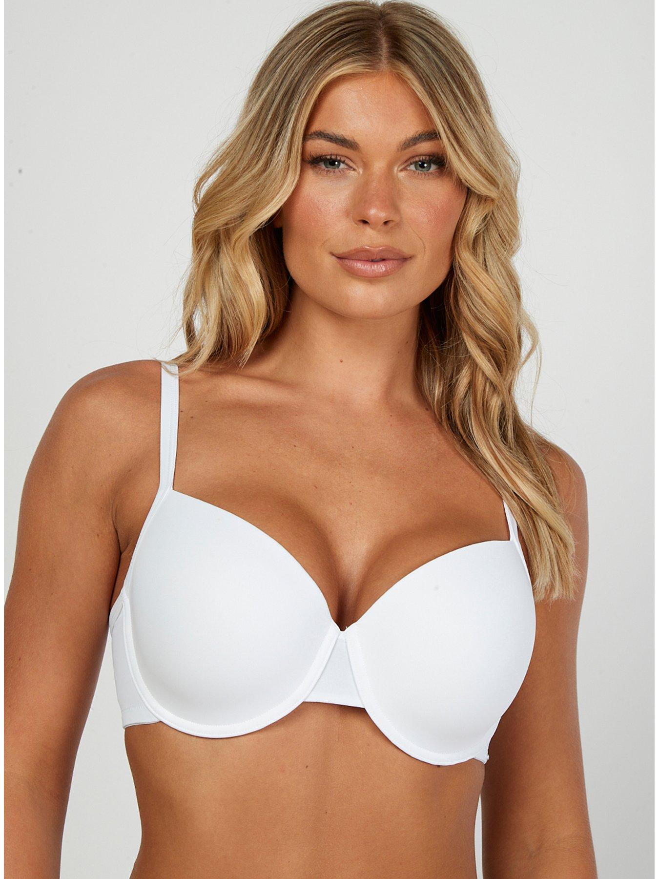 Boux Avenue A-DD cup strapless padded plunge bra in white