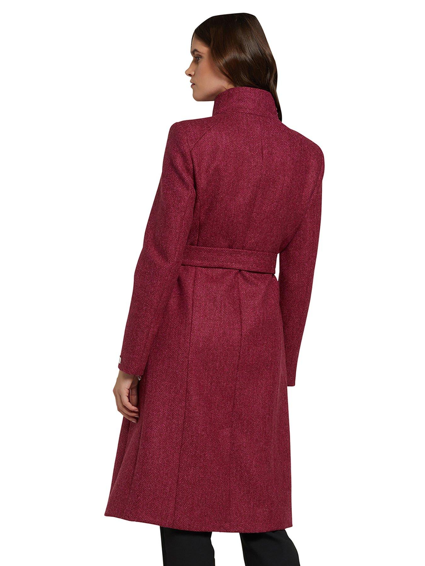 Ted Baker Roseane Wrap Coat With Shoulder Panels - Pink | very.co.uk