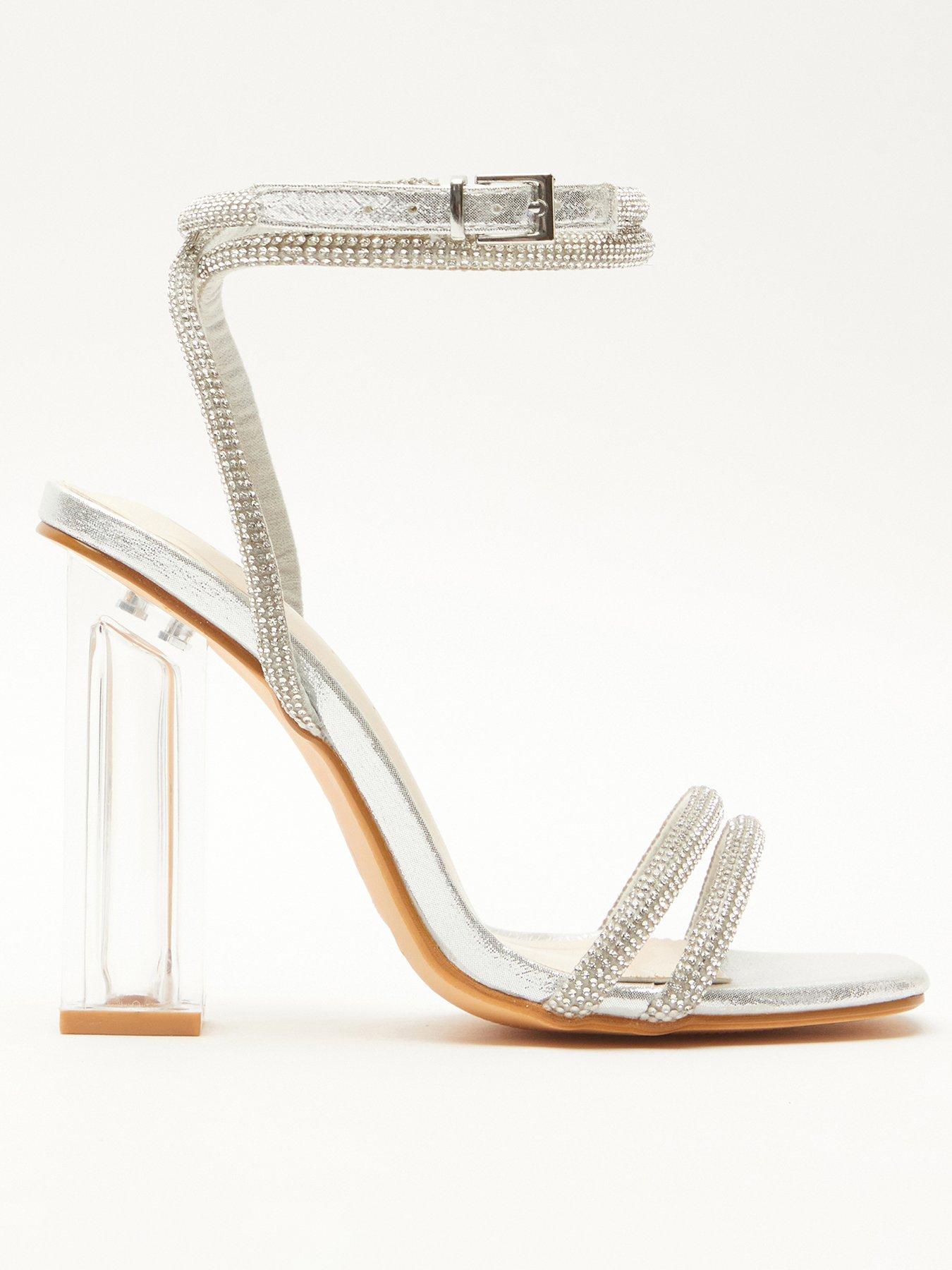 Silver and clearance clear block heels