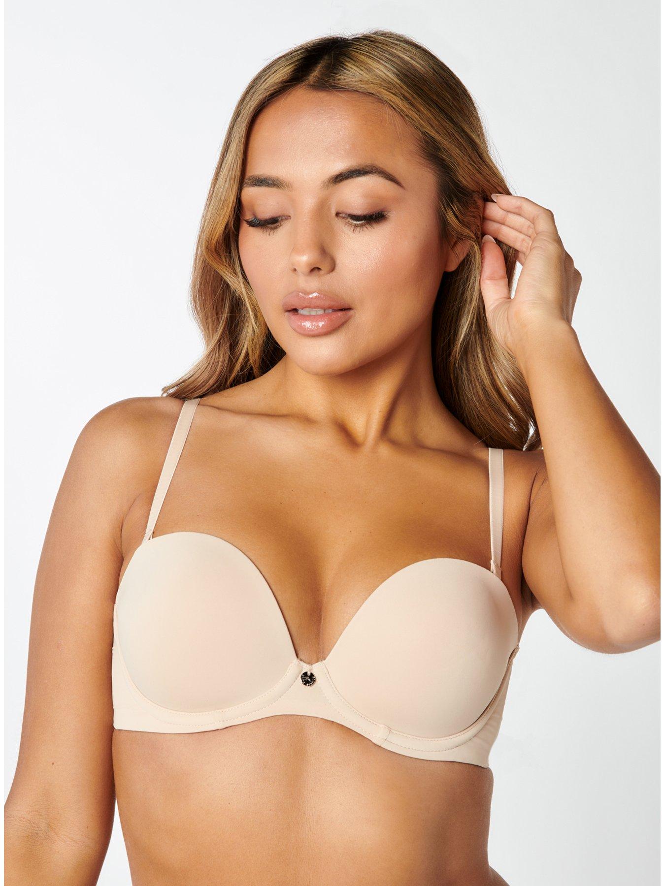Boux Avenue A-DD cup strapless padded plunge bra in white