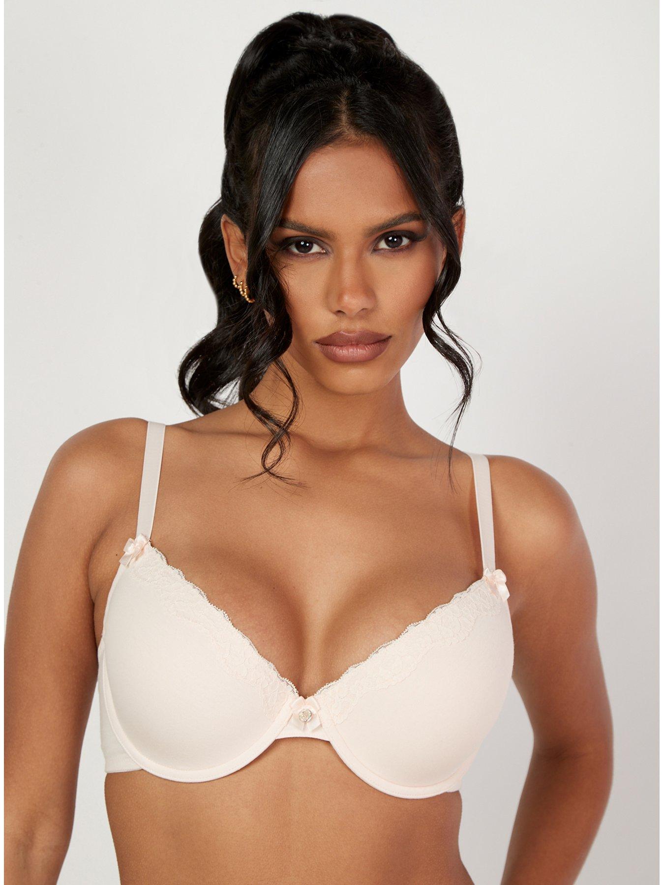 Boux Avenue Tatiana cotton plunge T-shirt push-up bra - White - 30A, £18.00