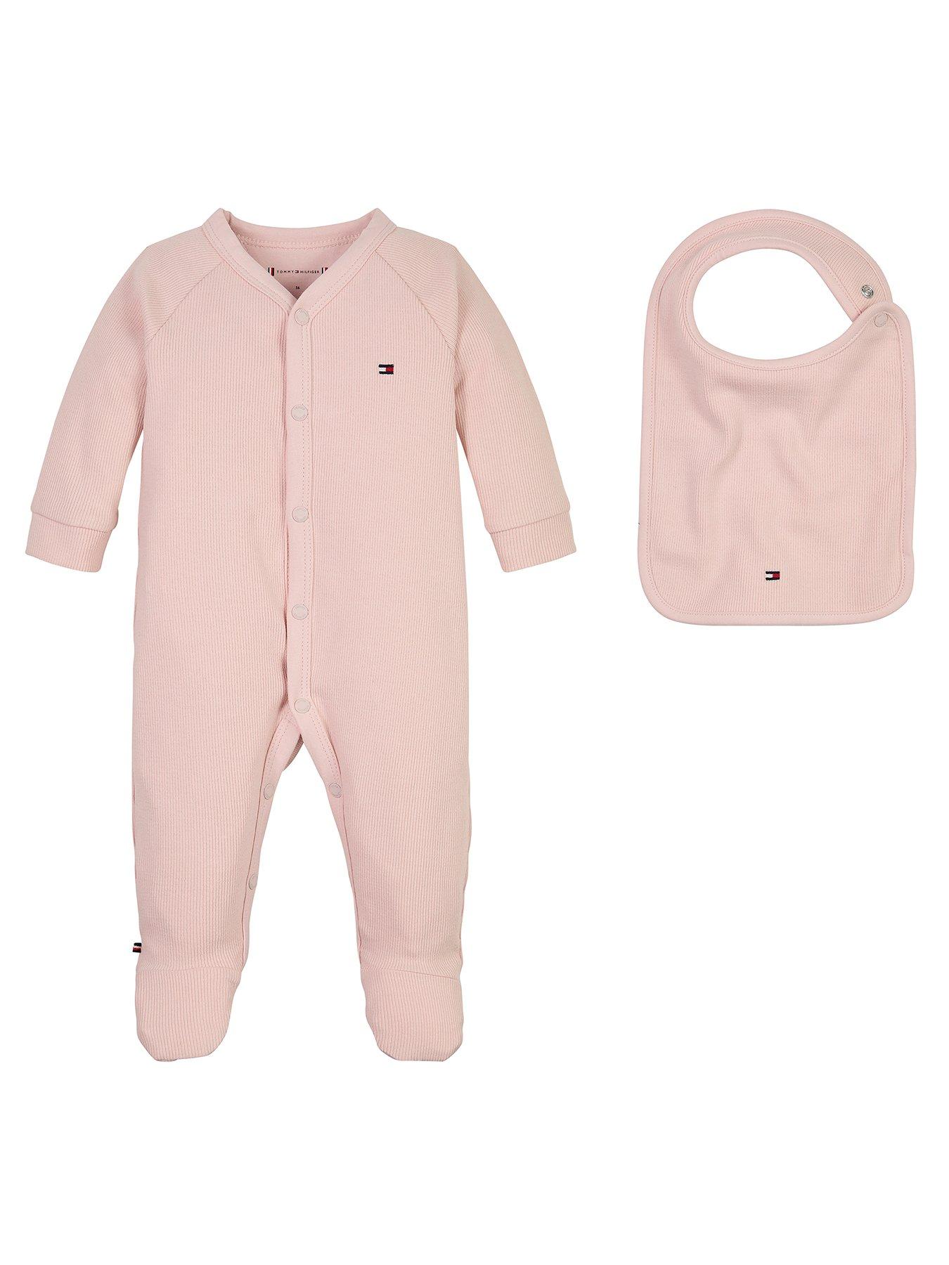 Baby Girls Rib Sleepsuit Giftbox Pink